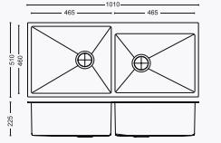 [40 x 20 x 9] Double Bowl Hand Crafted Kitchen Sink With Taphole